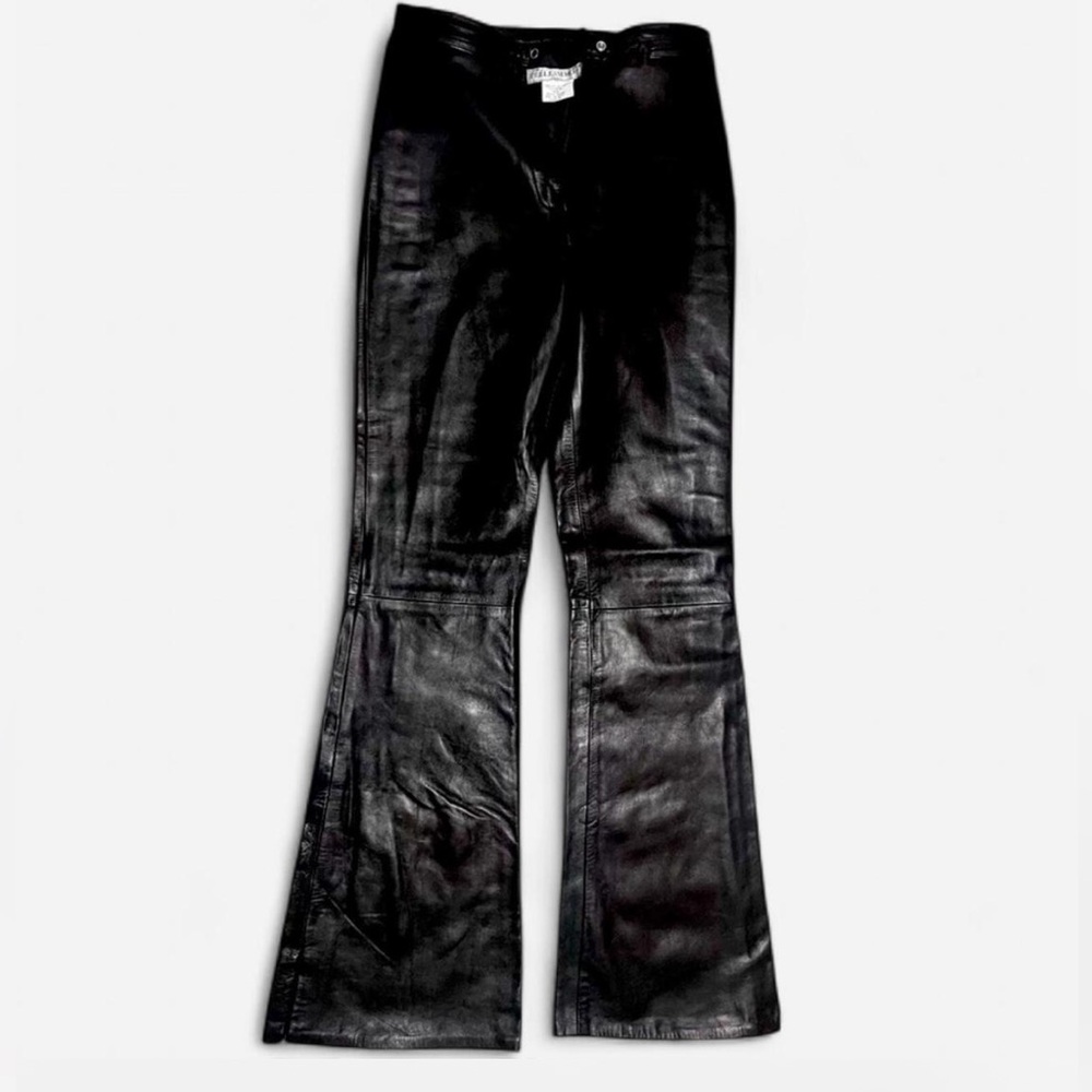 Black Flared Leather Pants